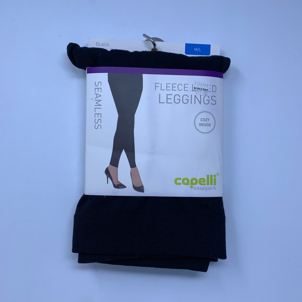 Capelli New York Womens M/L Black Fleece Lined Seamless Leggings NWT